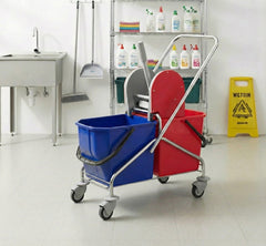 Greenway Double Mop Bucket Trolley Professional with Standard Wringer – 50L (2×25L) Metal Body